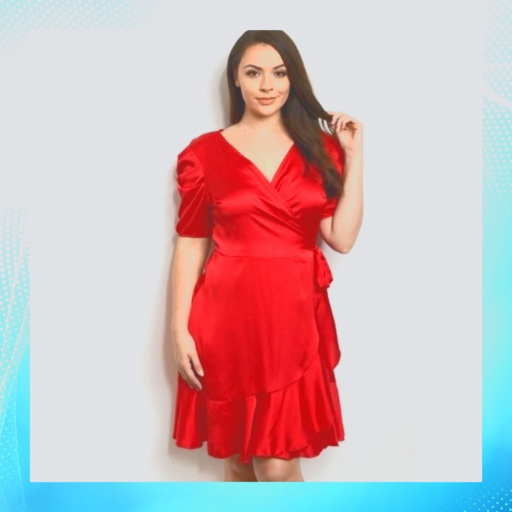 🐇Plus Size. Last one! 1Puffy  Sleeve Wrap Dress.